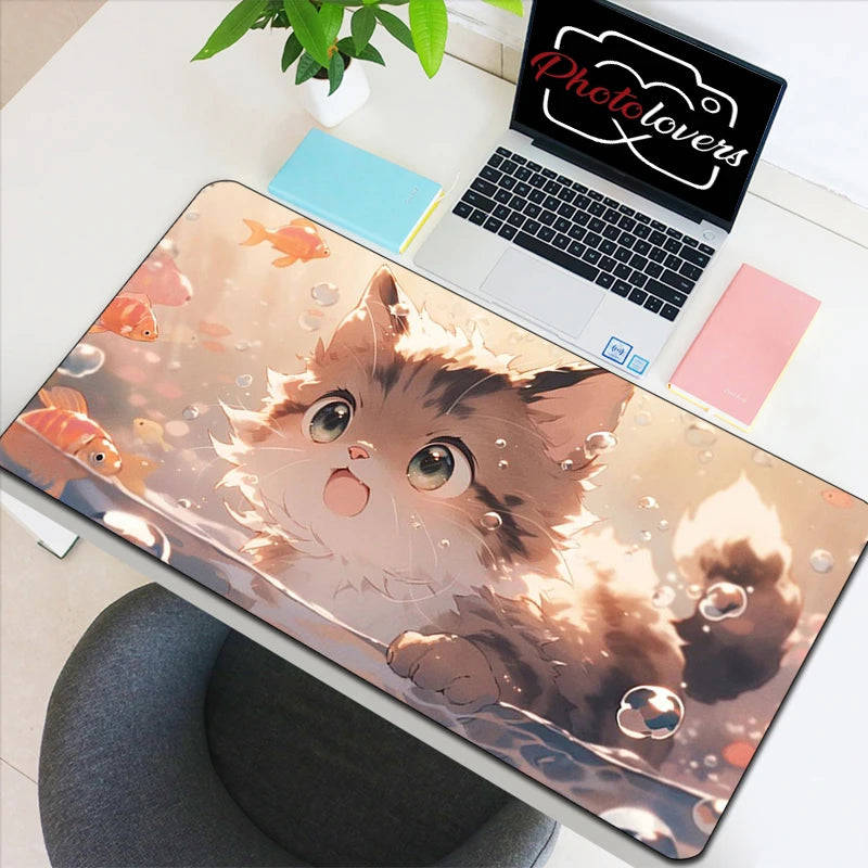 Kawaii Kitty Tech Haven - Cute AI Anime Cat Keyboard and Mouse Mat Collection