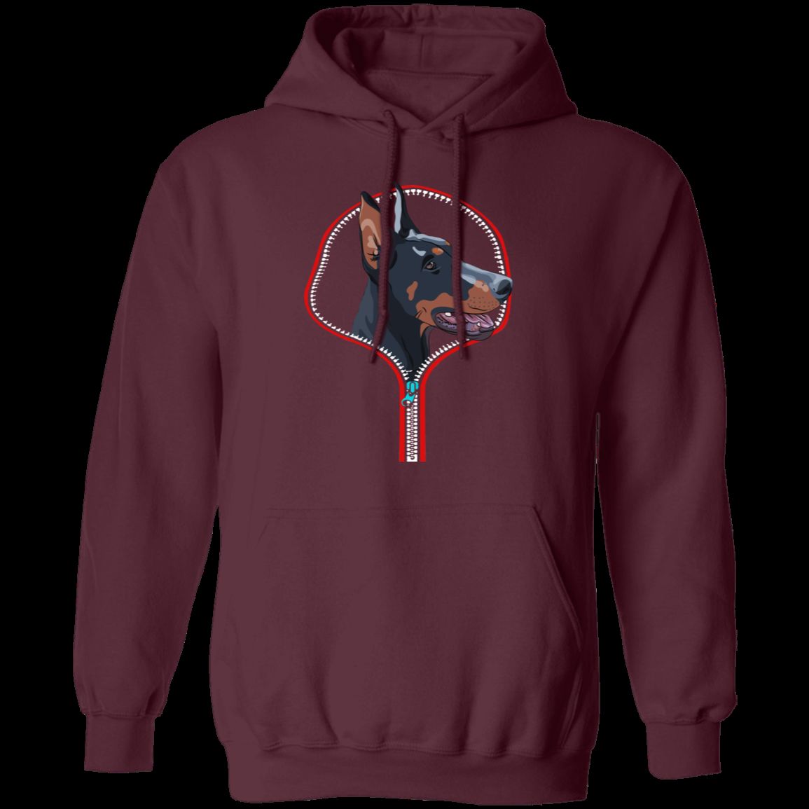 DOBERMAN ZIP-DOWN LADIES Pullover Hoodie - 8 oz, Unisex, Digital Print
