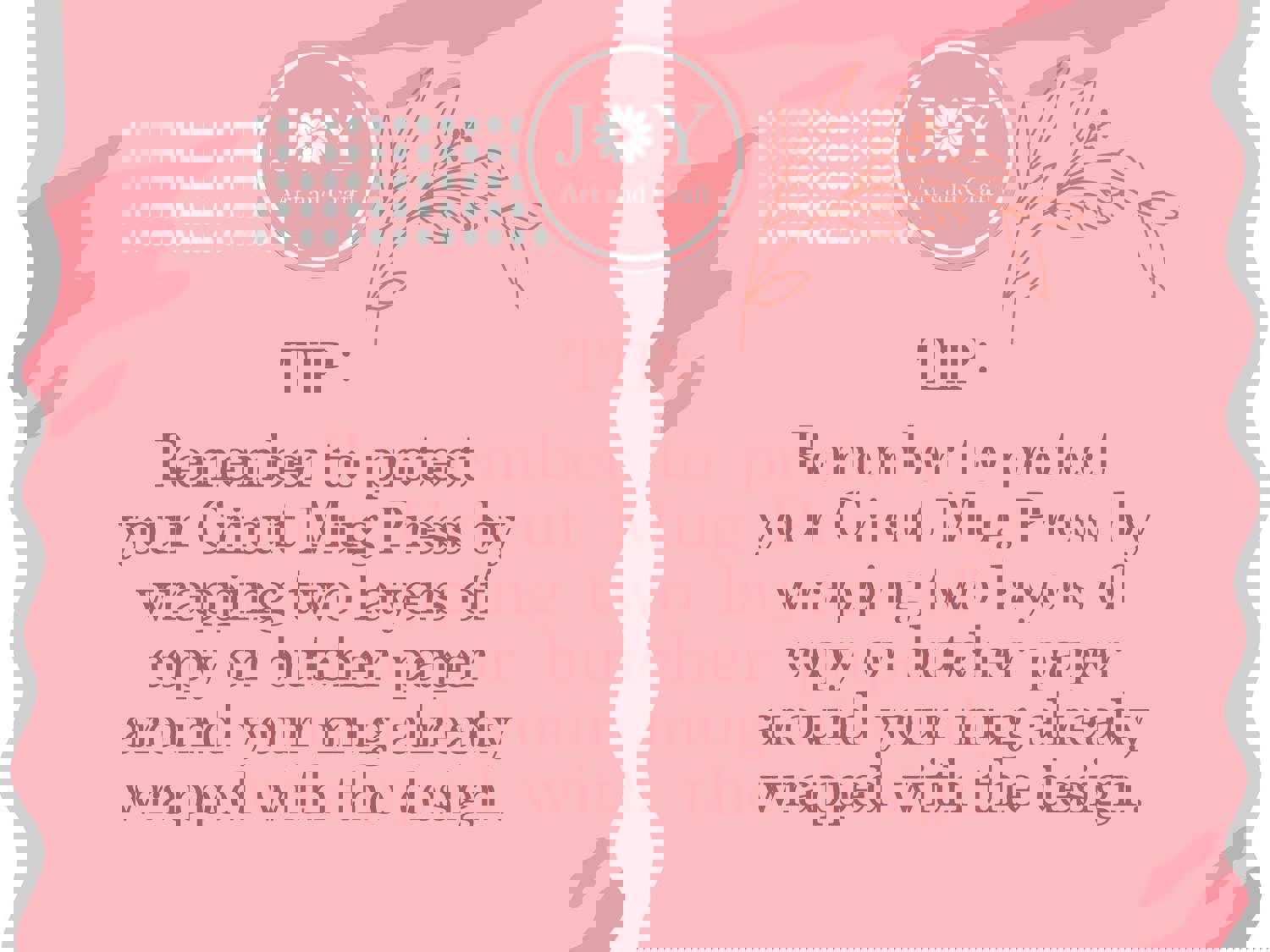 3D Pink Flowers Sublimation Transfer Sheet for Mugs - Ready to Press (11 oz, 12 oz, 15 oz)