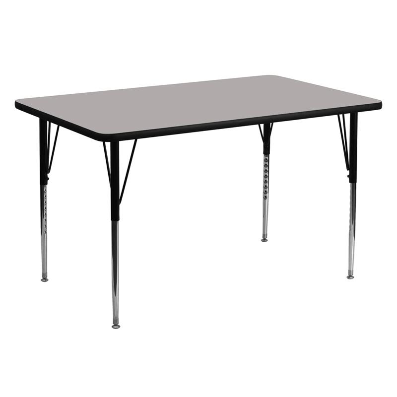 Flash Furniture 30W x 60L Rectangular Grey HP Laminate Activity Table with Adjustable Legs