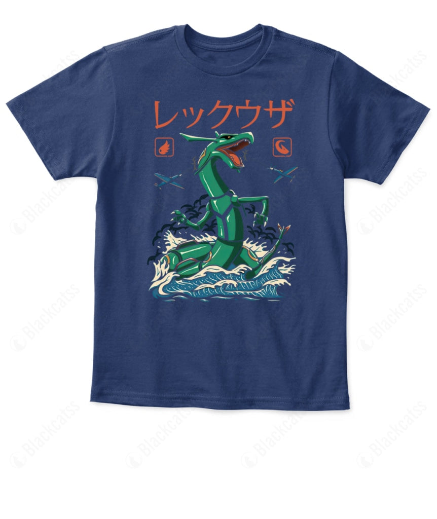 PKM Rayquaza Dragon Flying Kaiju Kid Custom Graphic T-Shirt