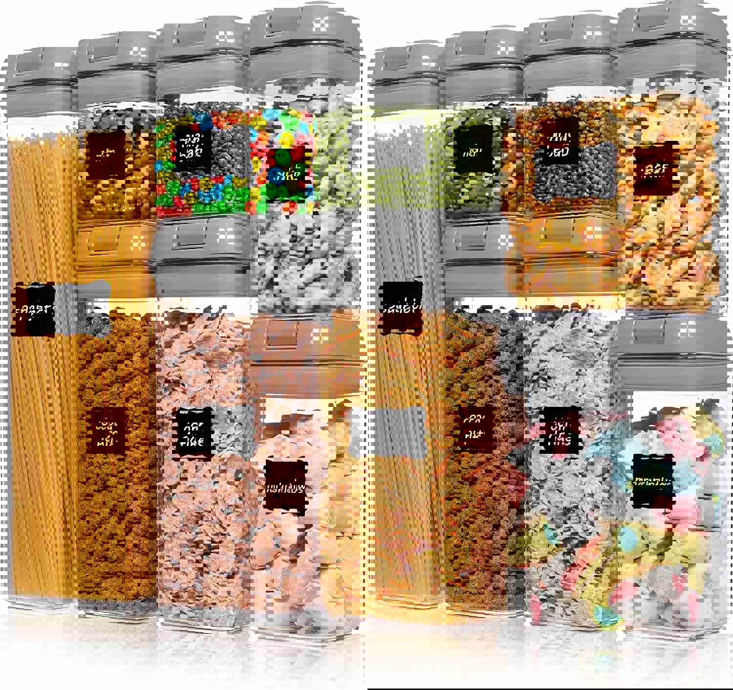 iPEGTOP Airtight Food Storage Containers, 7-Piece BPA-Free Plastic Kitchen Pantry Organizers with Easy Lock Lids