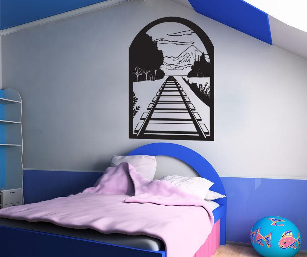 Vinyl Wall Decal Sticker Train Tunnel #OS_DC685 - Removable and Easy to Apply