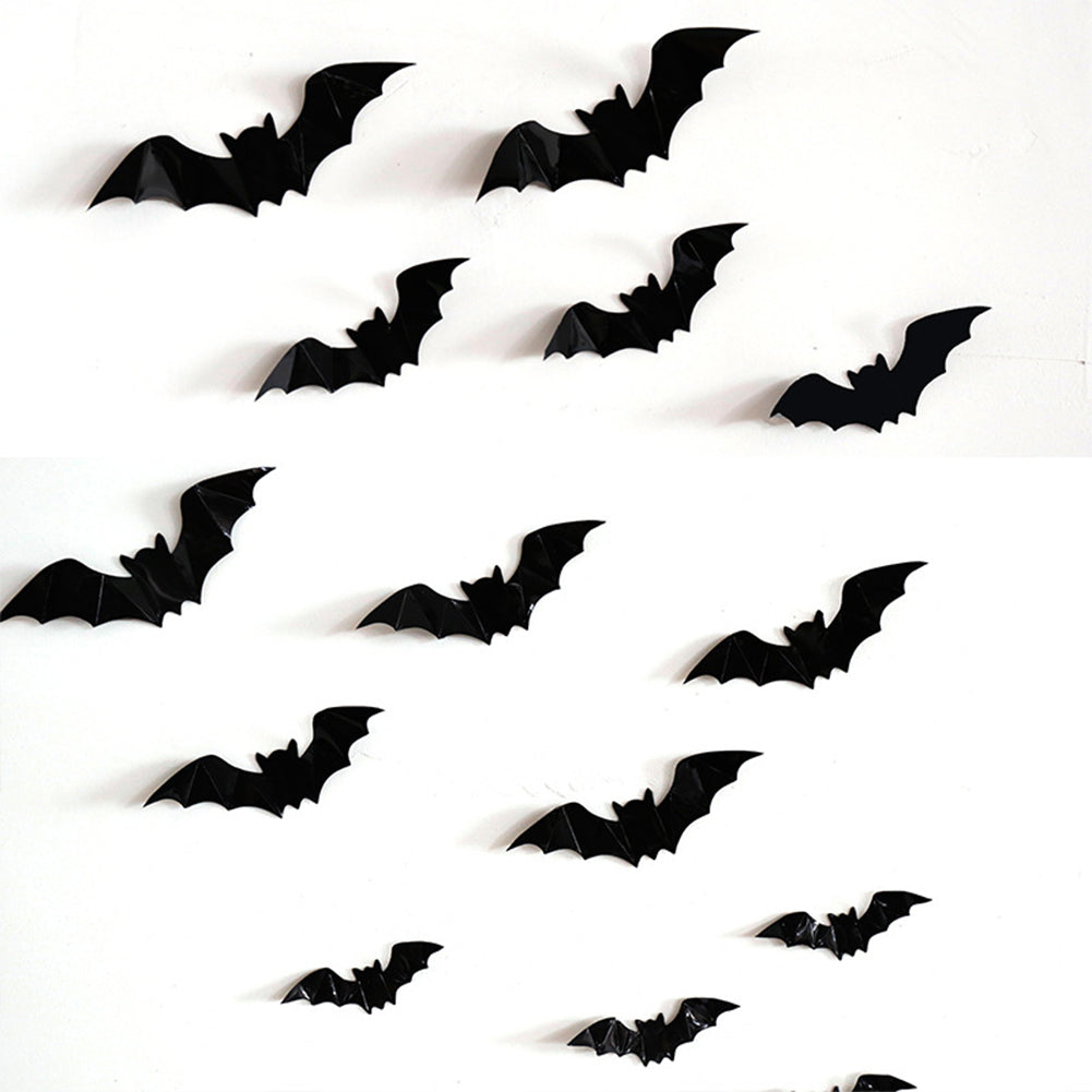 CYNDIE 80PCS Halloween Bat Print Wall Stickers for Spooky Room Decoration