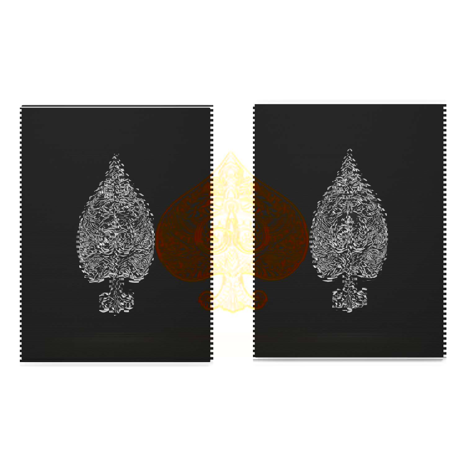 3D Gold Spades Playing Card Canvas Wall Art - Ready-to-Hang Home Decor