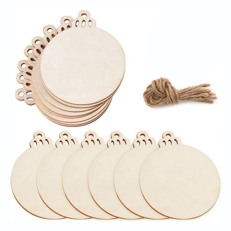 DIY Christmas Wooden Hanging Decorations (30 pcs) - Rustic Craft Ornaments