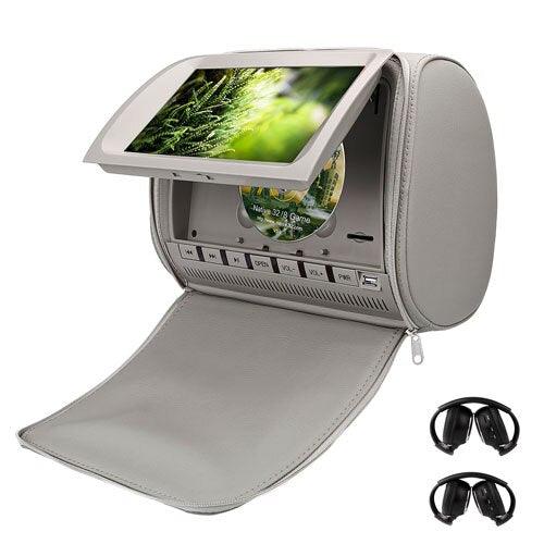 Cemicen 2PCS 9 Inch Car Headrest Monitor with DVD Player, 800*480 TFT LCD Screen, Supports IR/FM/USB/SD/Speaker/Game