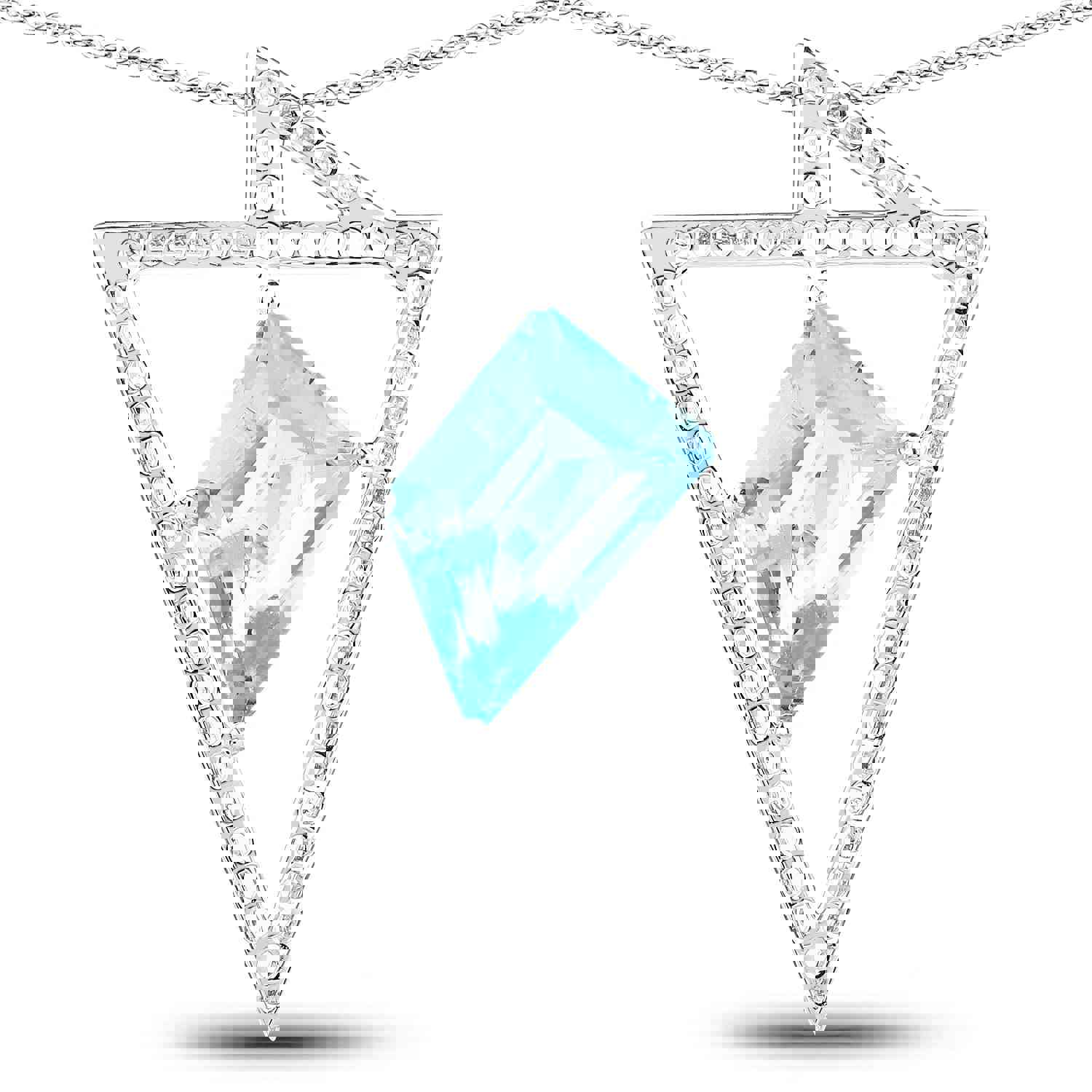 Swiss Blue Topaz Sterling Silver Pendant - 5.00 ctw, Geometric Design, December Birthstone Jewelry for Women