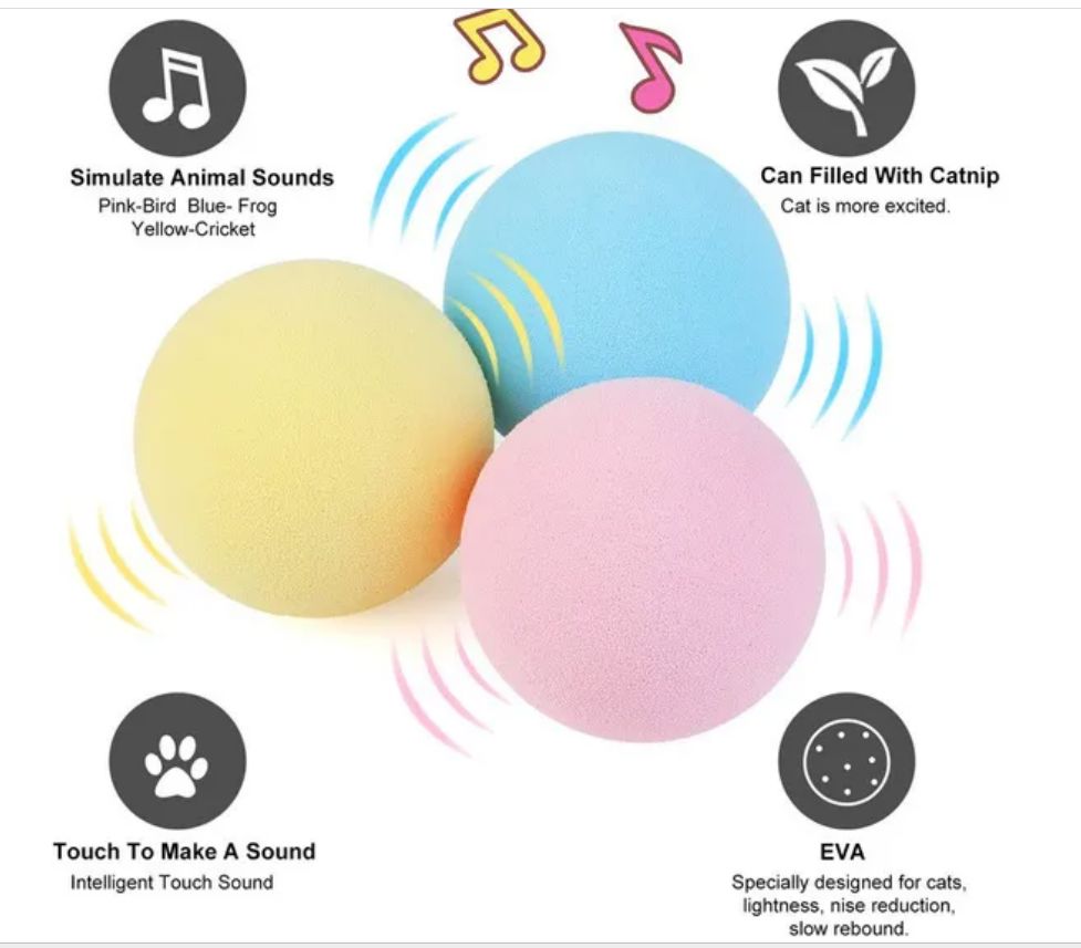 Smart Interactive Cat Toy with Sound Effects - Catnip Ball for Cats & Kittens