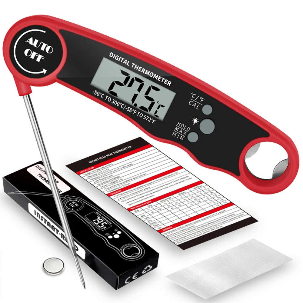 Portable Collapsible Digital Food Thermometer for Meat, Water, Milk, Cooking, BBQ, and Oven