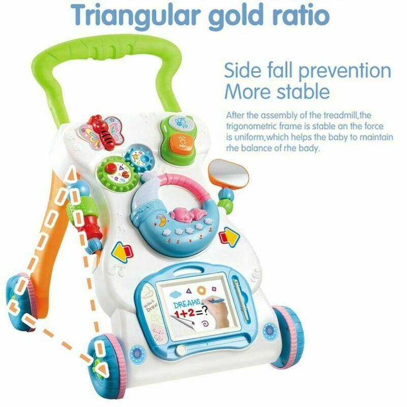 Interactive Baby Walker 3 in 1 - First Steps Push Along Bouncer Activity Music Toy