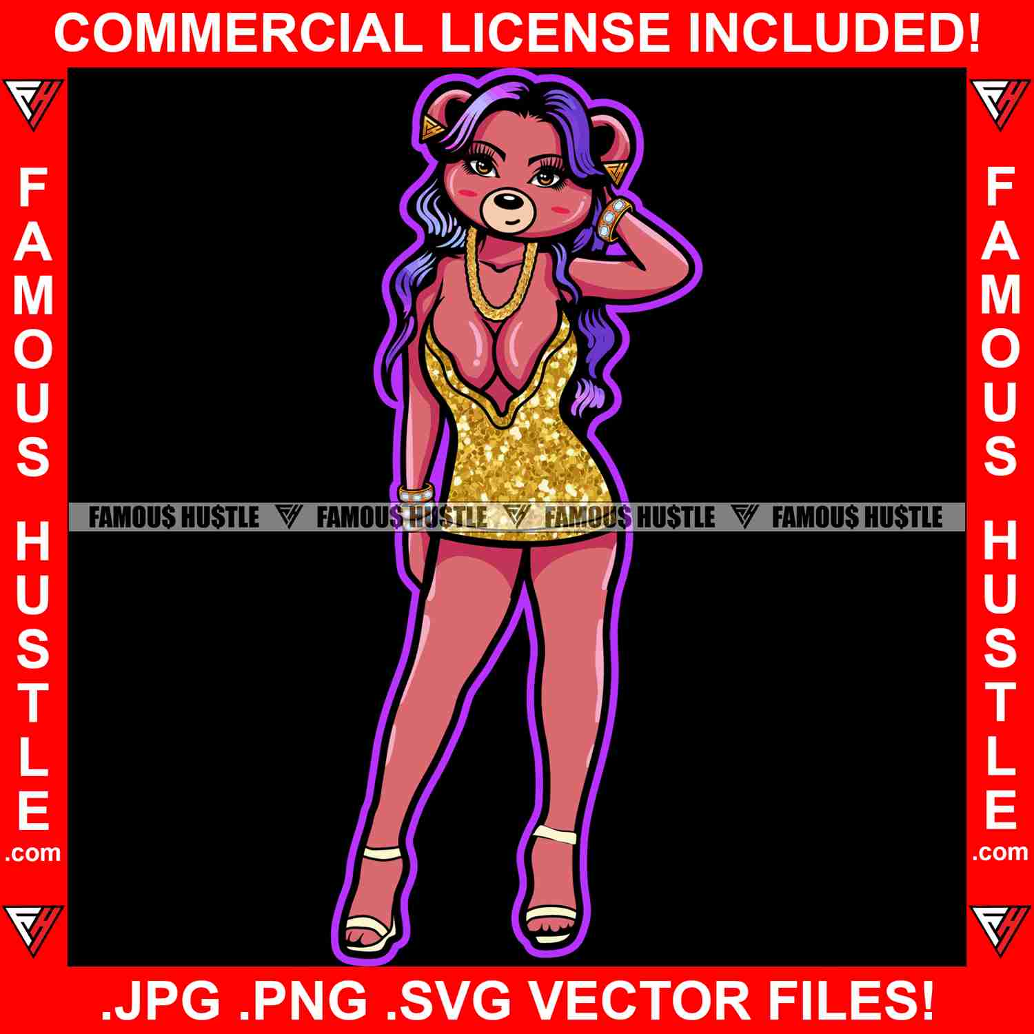 Sexy Female Teddy Bear Graphic Design T-Shirt Print