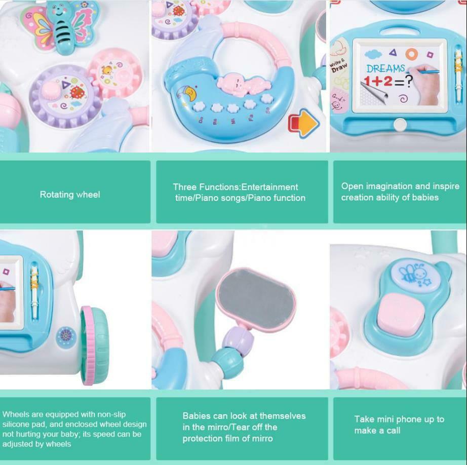 Interactive Baby Walker 3 in 1 - First Steps Push Along Bouncer Activity Music Toy