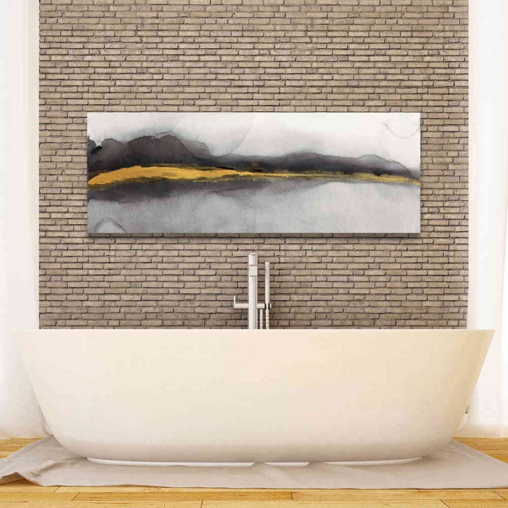 Gold Stripe Abstract Fine Art Gallery Wrapped Canvas 16x48