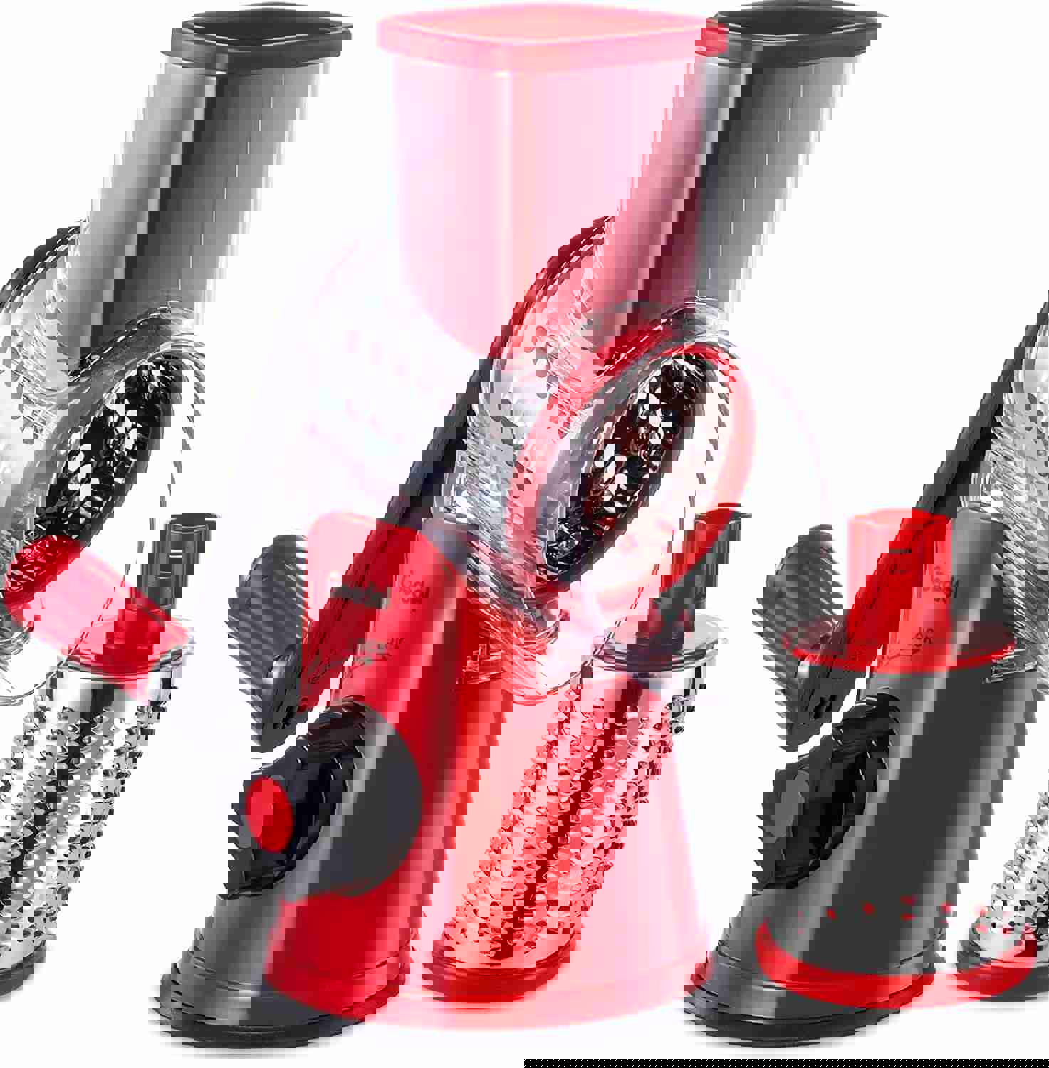 Rotary Cheese Grater with 2 Drum Blades - Safe & Fast Kitchen Grater for Cheese, Fruits, Vegetables, Nuts