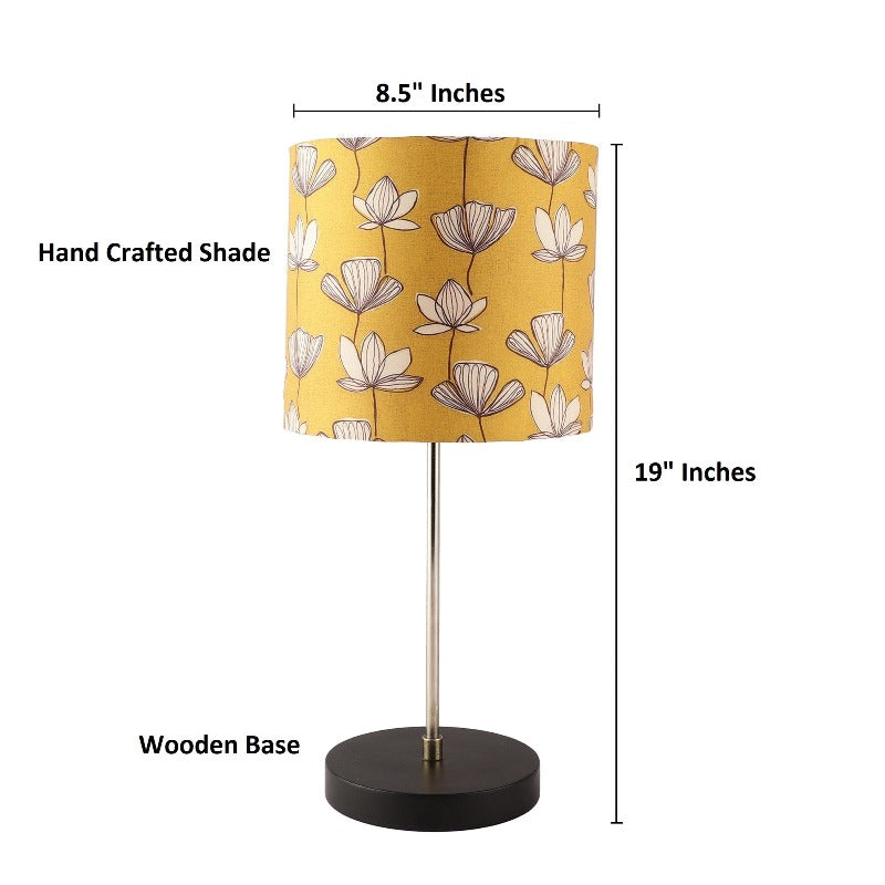 BTR CRAFTS Silver Rod With Black Wooden Base Table Lamp (Premium Color Lampshade)