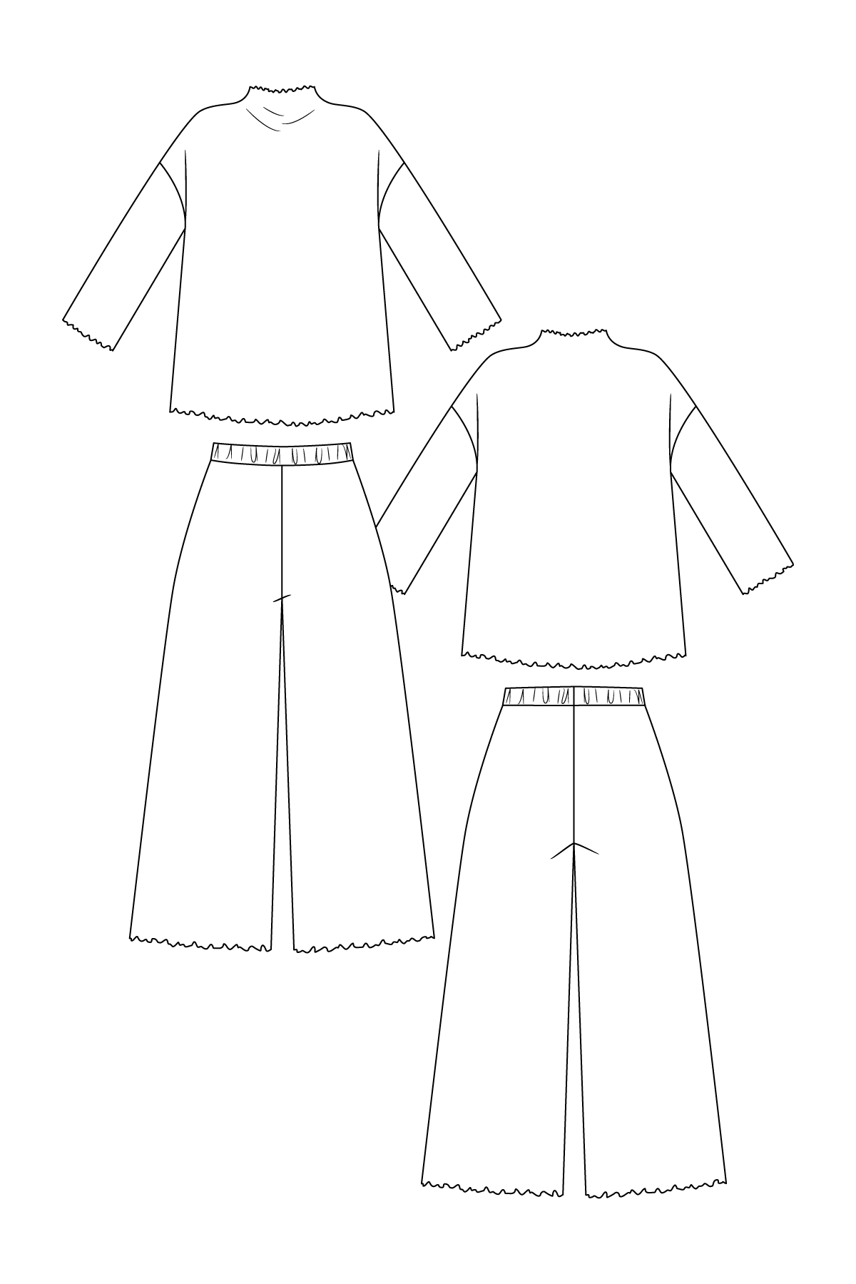 Named Clothing Olo Set - Digital PDF Pattern for Elegant Tee and Wide Leg Pants