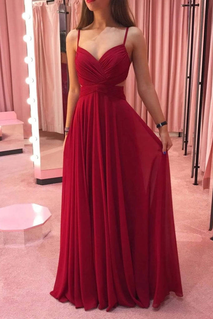 Burgundy Black Floor Length Prom Dresses with Waist Cut - Elegant Long Formal Bridesmaid Dresses