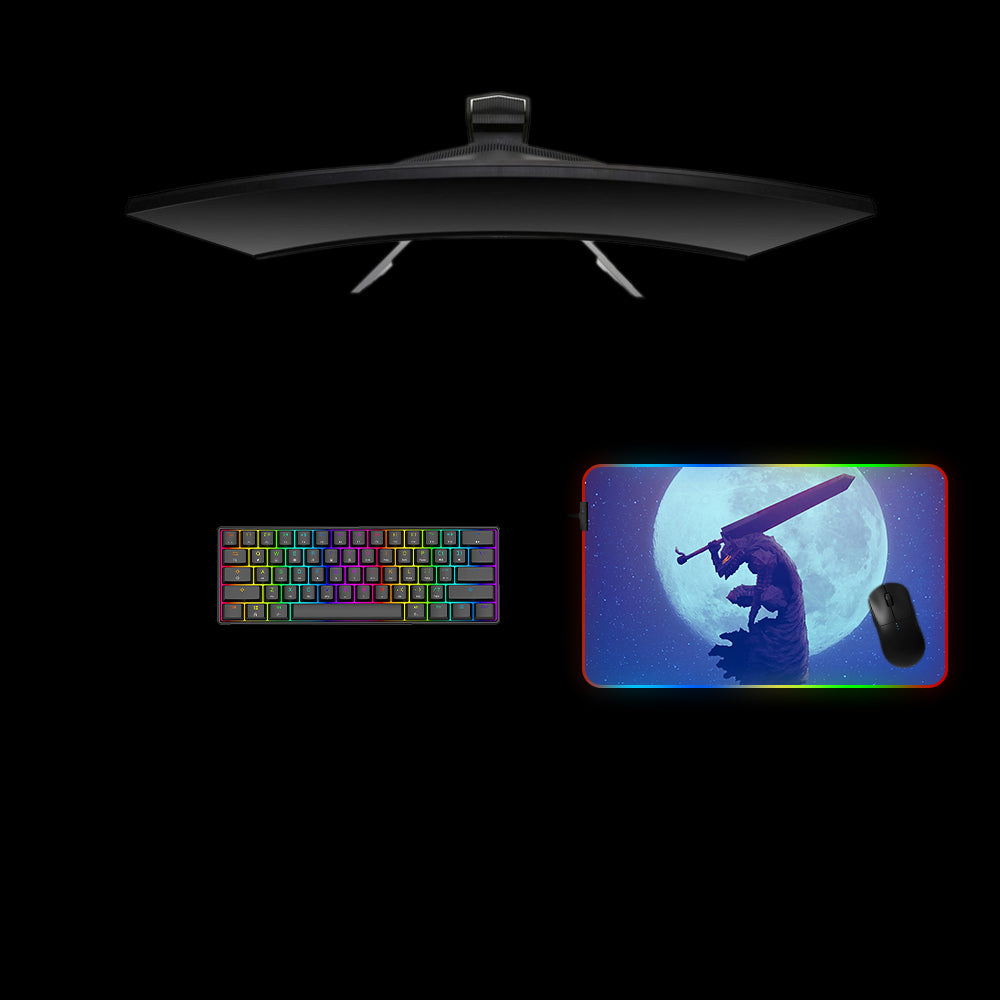 Guts Moon Design RGB Gaming Mouse Pad with LED Lighting - M-XXL Size