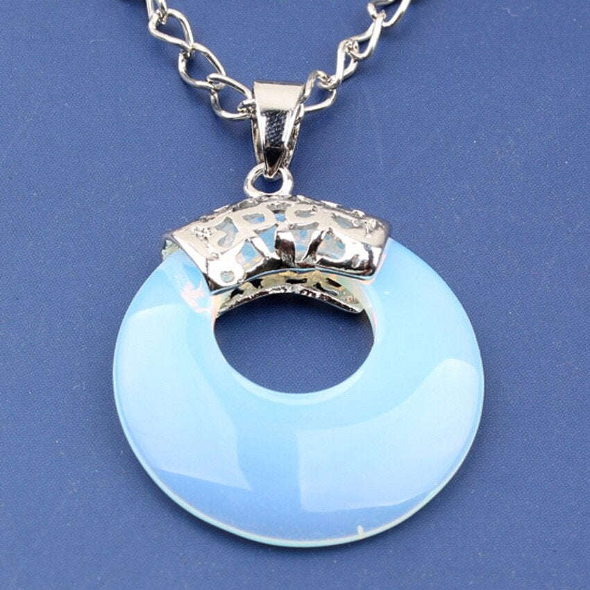 Natural Gnergy Gemstone Silver Plated Opalite Opal Pendant Fashion Jewelry