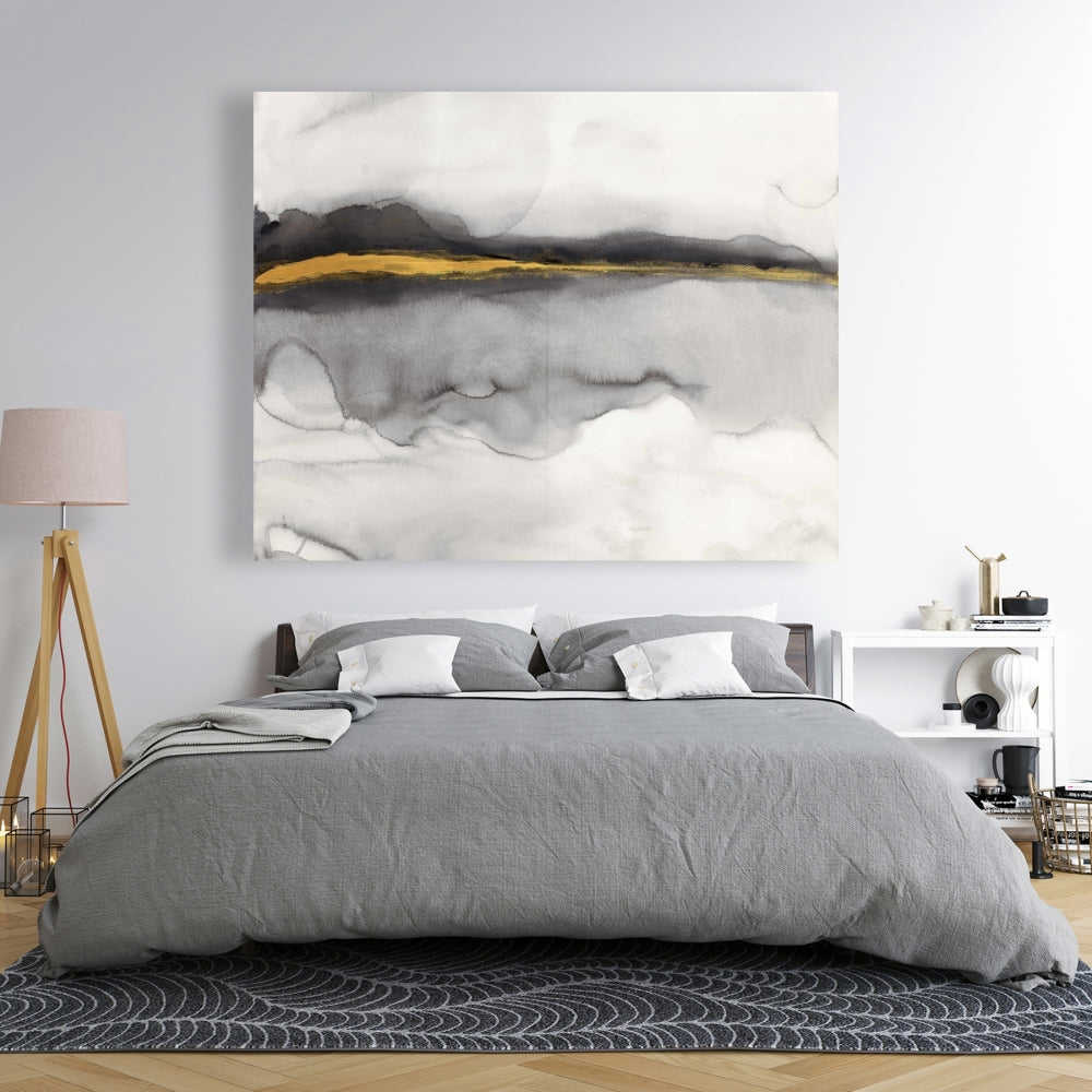 Gold Stripe Abstract Fine Art Gallery Wrapped Canvas 16x48