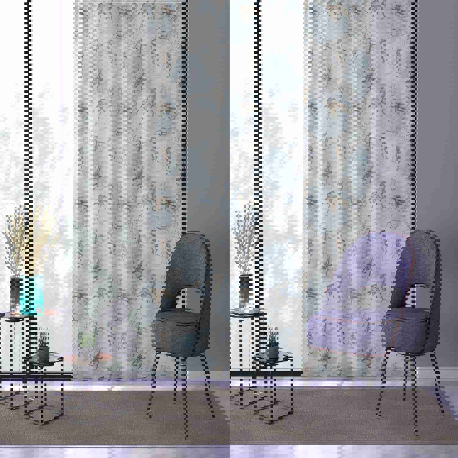 Ocean Animals Sheer Curtain - Under the Sea Nursery Decor