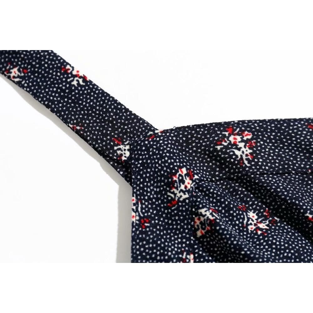 Fashion Floral Midi Dress - Vintage Style Polyester Dress