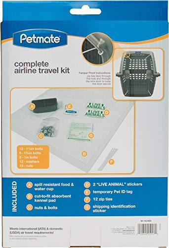 Petmate 290300 Kennel Travel Kit for Pets with Food and Water Bowl Added Security Hardware