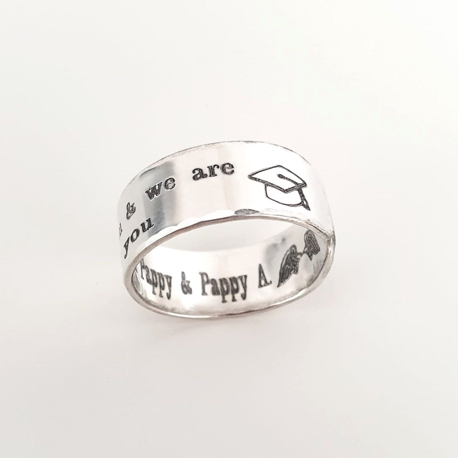 Personalized Sterling Silver Graduation Ring - Engravable University or College Gift