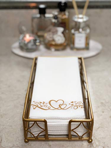 Chez JuJu Gold Elegant Sturdy Guest Napkin Holder | Disposable Paper Hand Towel Storage Tray Caddy