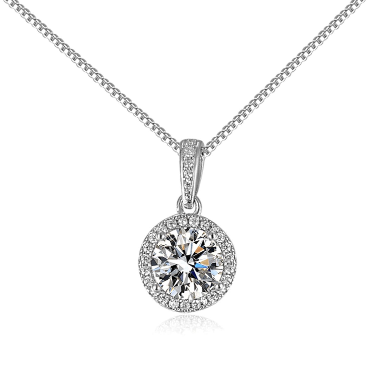 The Elizabeth Halo Necklace - 925 Sterling Silver with Cubic Zirconia