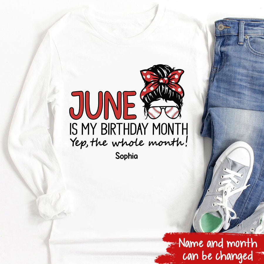 June Birthday Shirt - Custom Birthday Gift for Women, Baseball Lovers