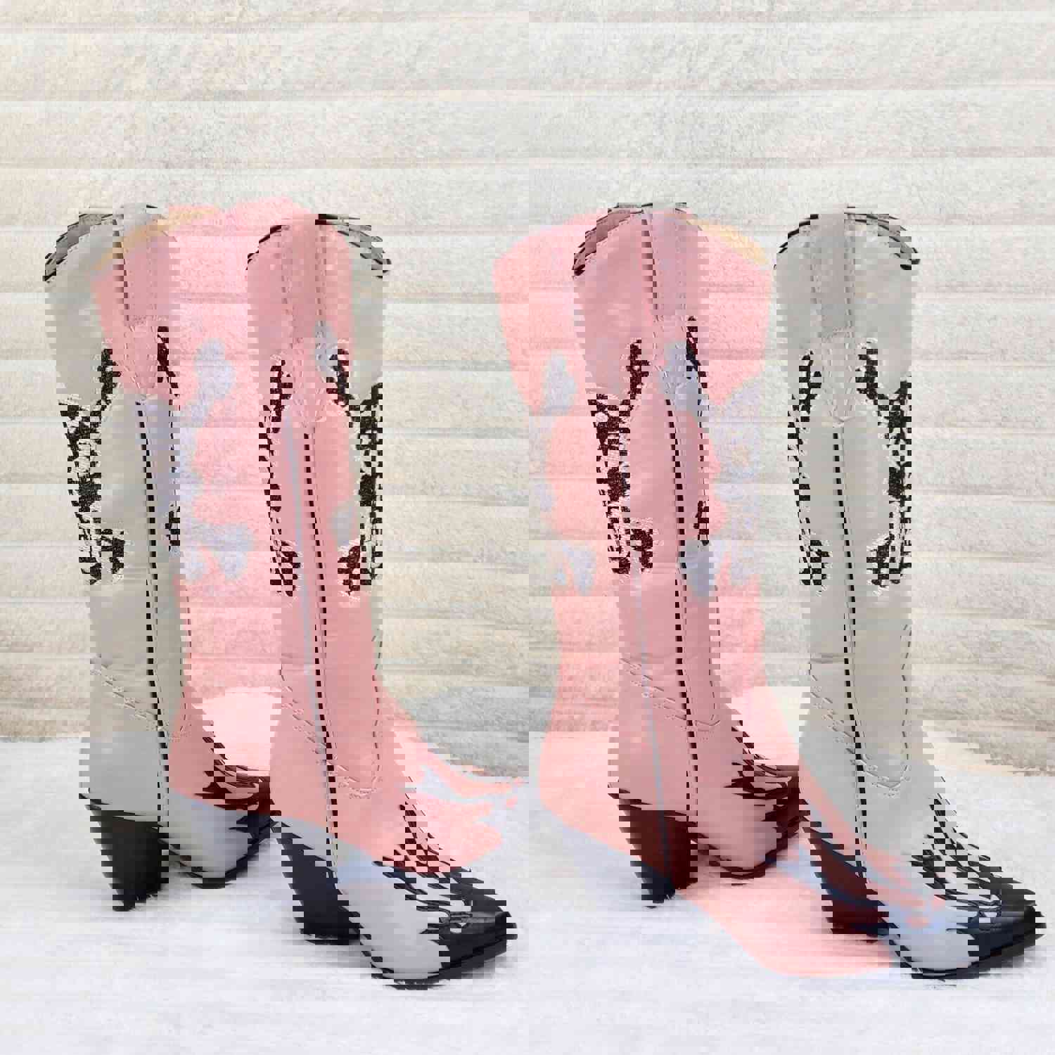 Ghost Rider Embroidered Skull & Bones Vegan Leather Cowboy Boots