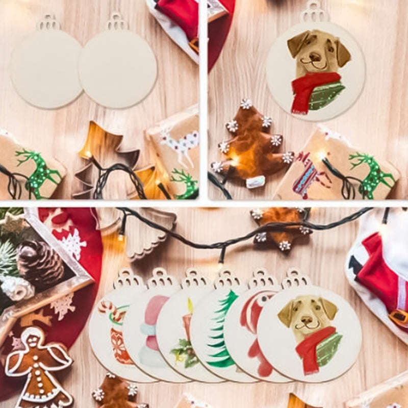 DIY Christmas Wooden Hanging Decorations (30 pcs) - Rustic Craft Ornaments