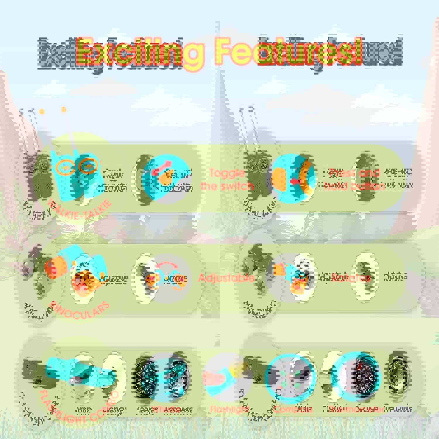 ToyVelt Kids Camping Tent Set with Walkie Talkies - Complete Outdoor Adventure Kit for Boys and Girls