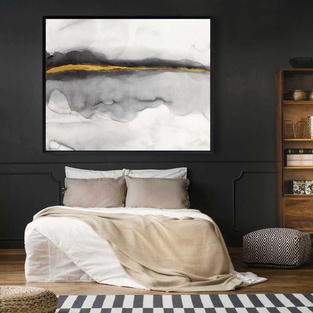 Gold Stripe Abstract Fine Art Gallery Wrapped Canvas 16x48