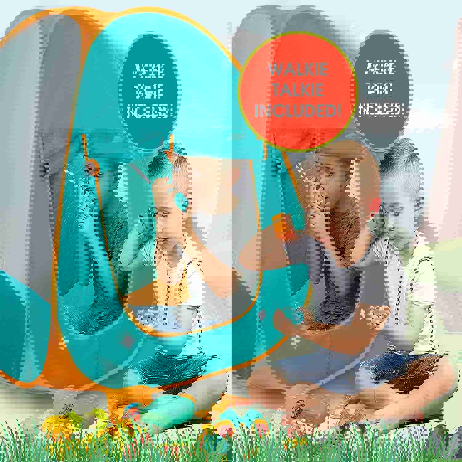 ToyVelt Kids Camping Tent Set with Walkie Talkies - Complete Outdoor Adventure Kit for Boys and Girls