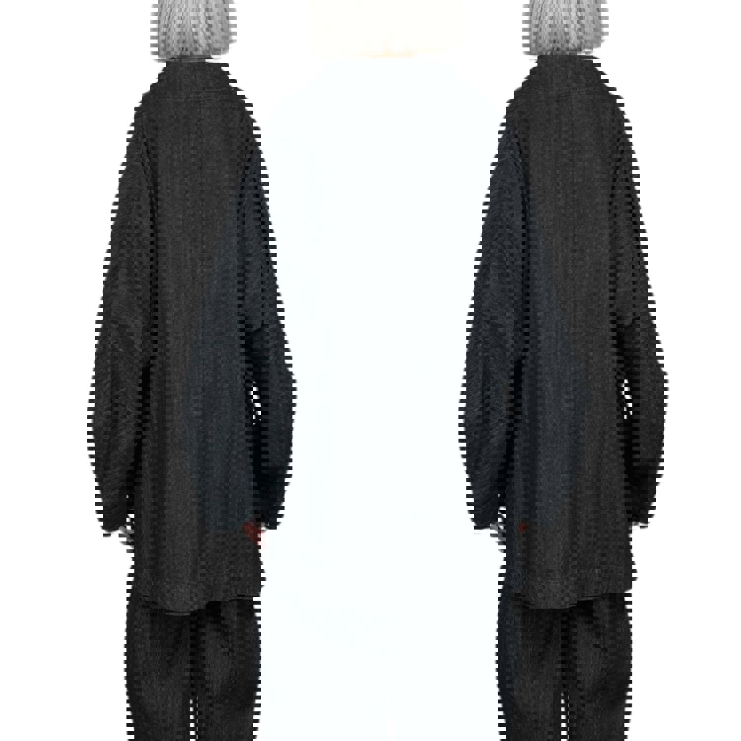 DENIM JACKET - High Neck Long Sleeve with Button Front Closure