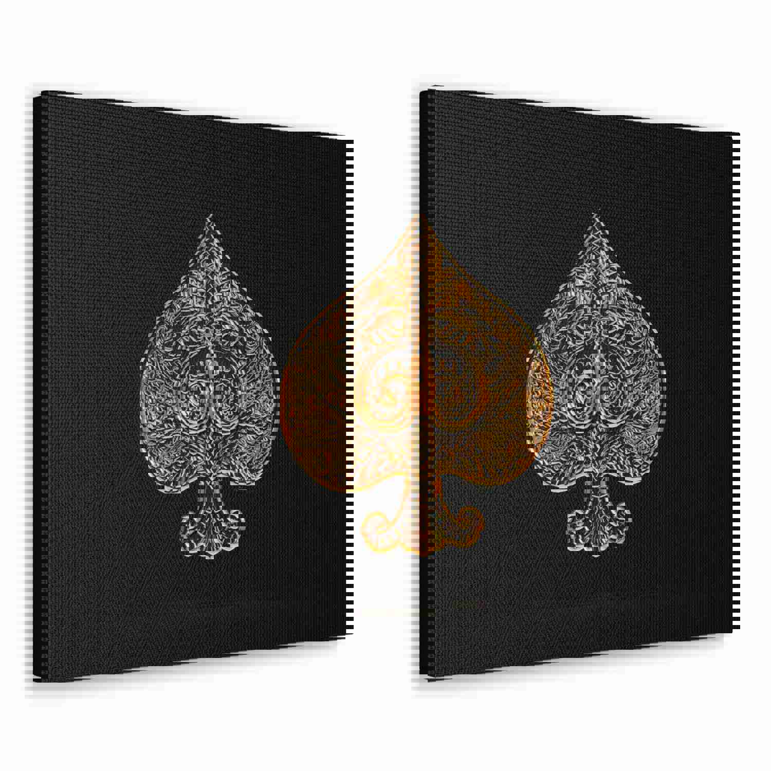 3D Gold Spades Playing Card Canvas Wall Art - Ready-to-Hang Home Decor