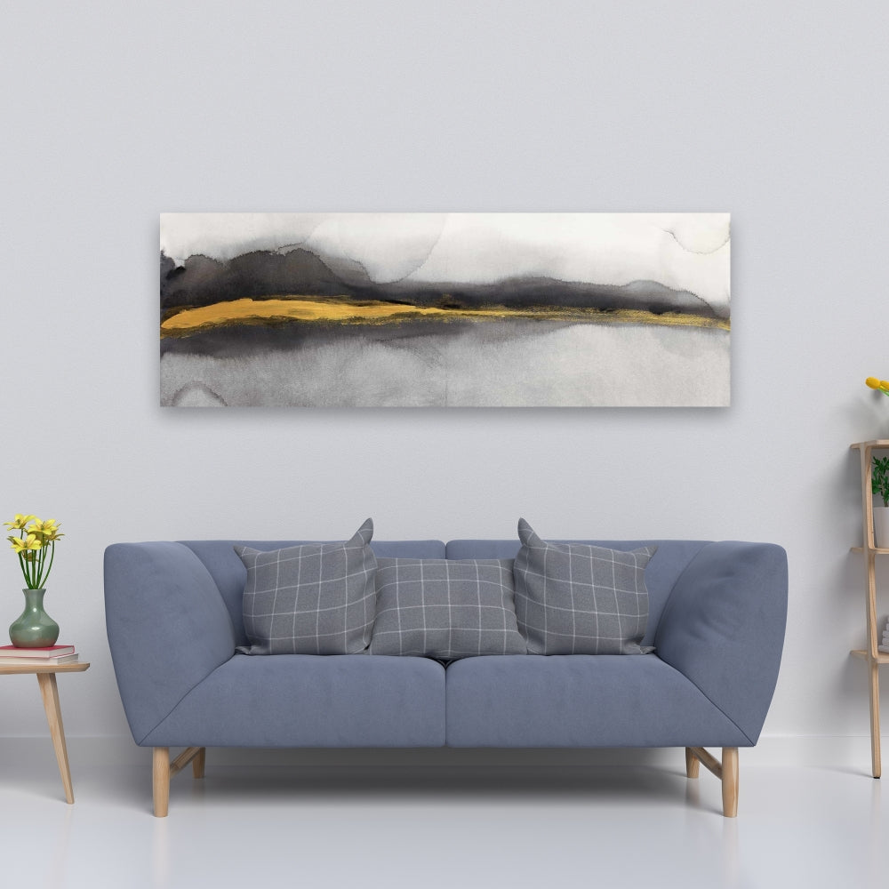 Gold Stripe Abstract Fine Art Gallery Wrapped Canvas 16x48
