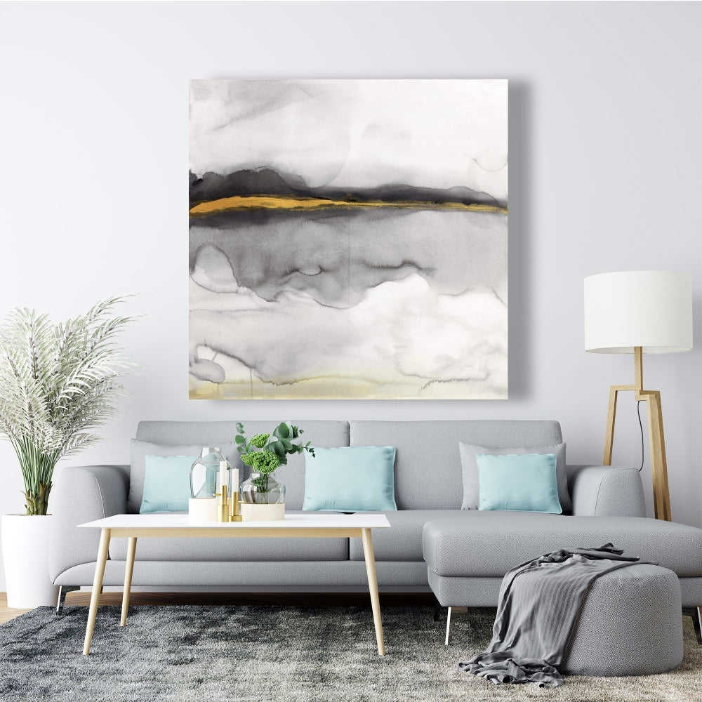 Gold Stripe Abstract Fine Art Gallery Wrapped Canvas 16x48