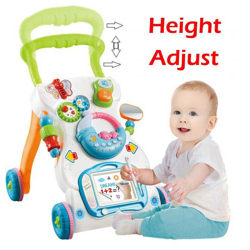 Interactive Baby Walker 3 in 1 - First Steps Push Along Bouncer Activity Music Toy