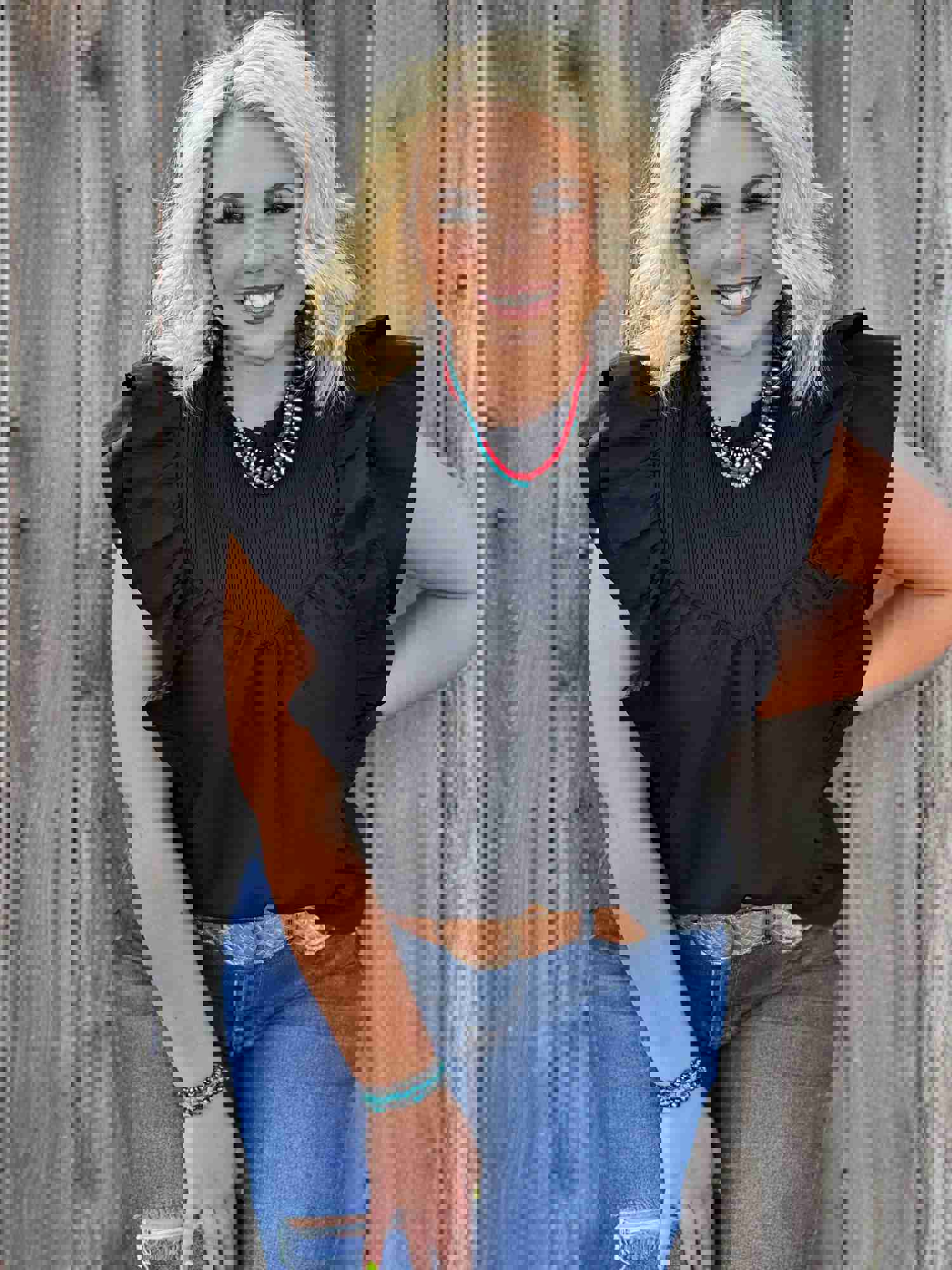 Lucy Black High Neck Ruffled Blouse