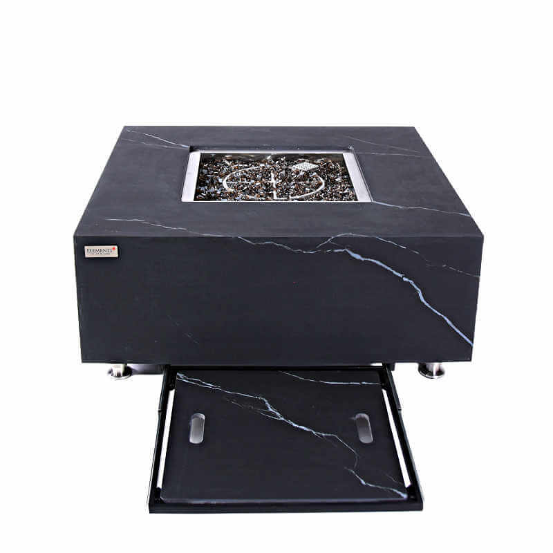 Elementi Plus Sofia Black Marble Porcelain Square Fire Pit Table - OFP103BB