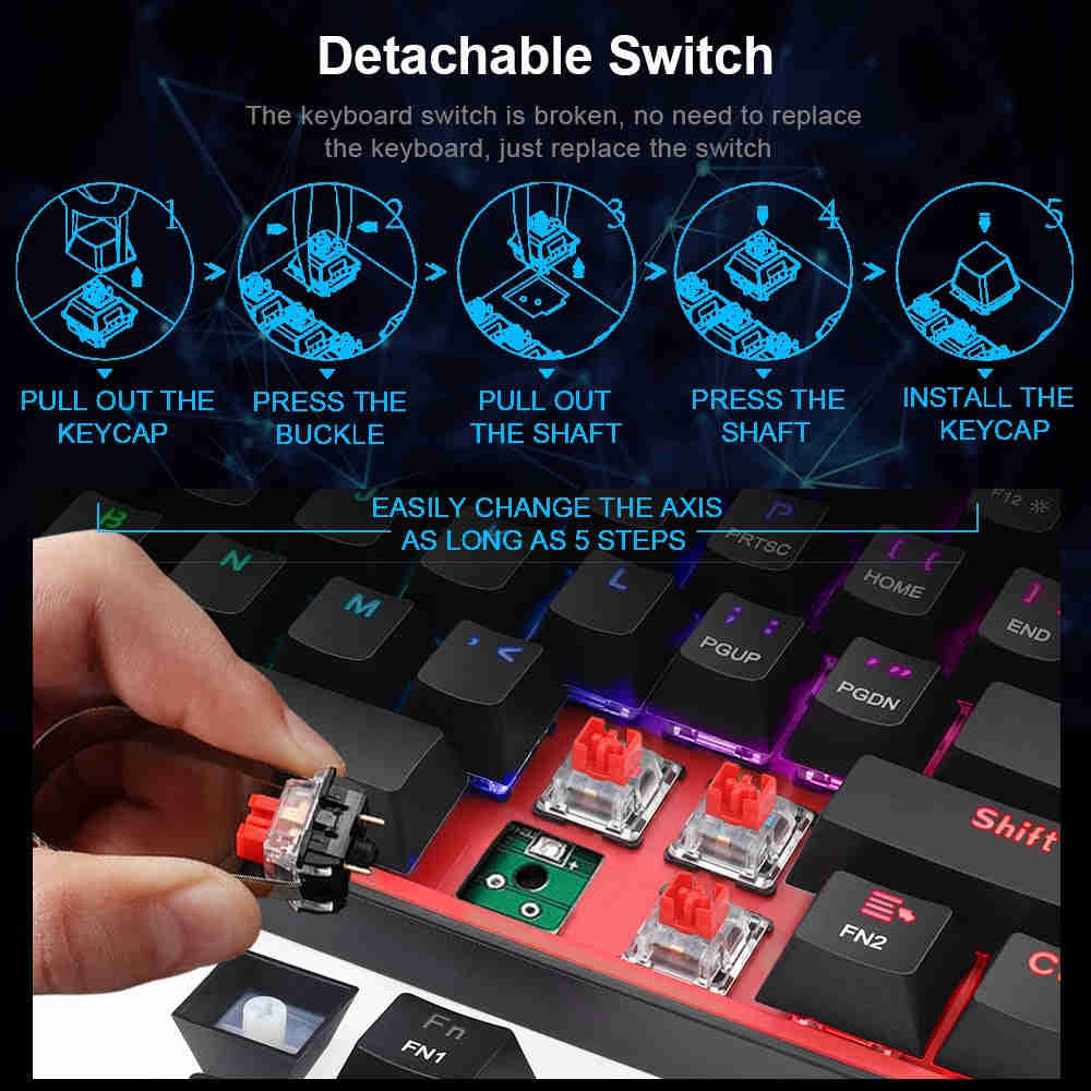 Mini Mechanical Gaming Wired Keyboard by Redragon