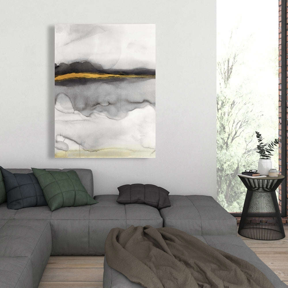 Gold Stripe Abstract Fine Art Gallery Wrapped Canvas 16x48
