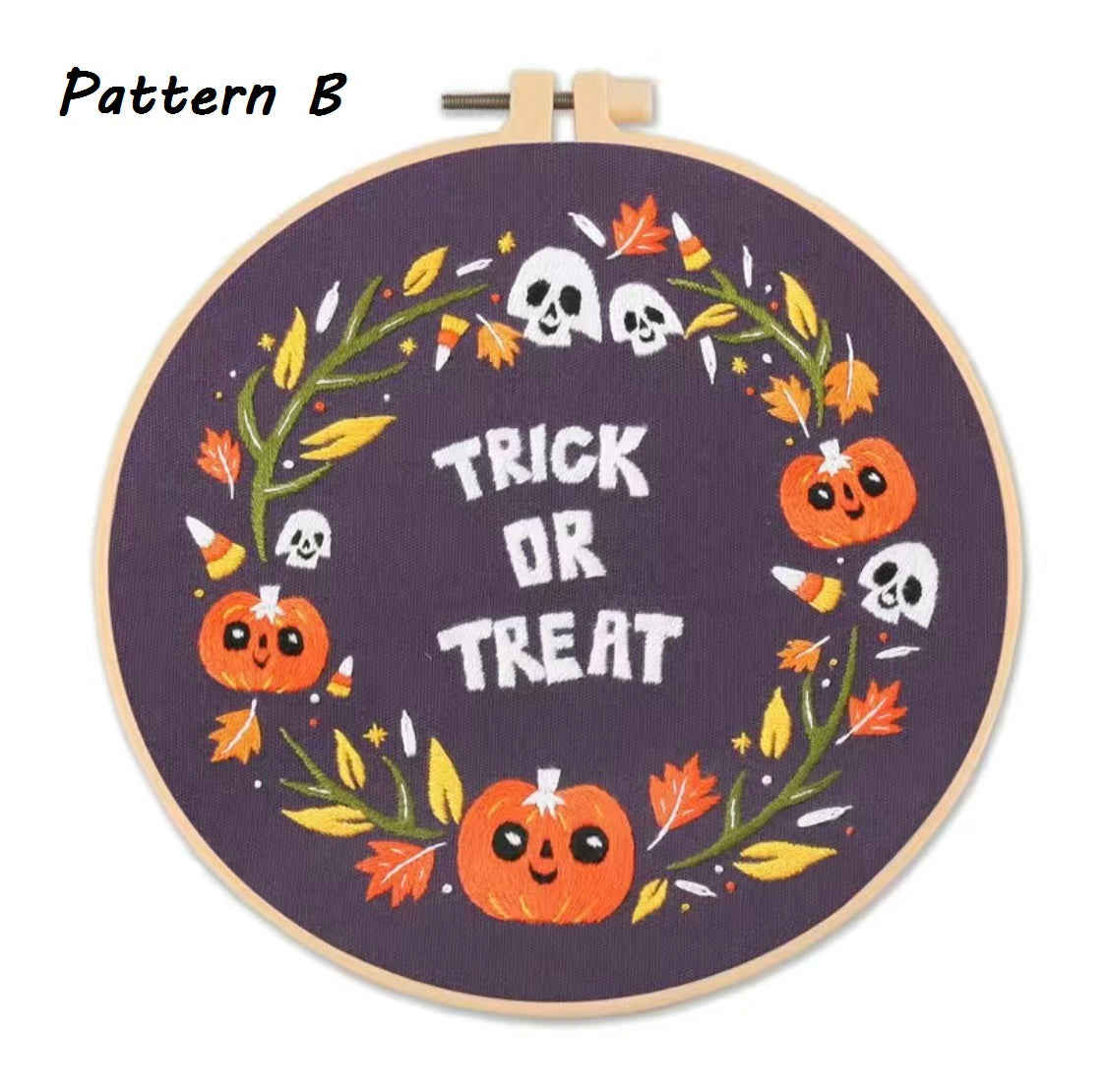 Halloween DIY Embroidery Kit - Spooky Pumpkin, Witch Hat & More