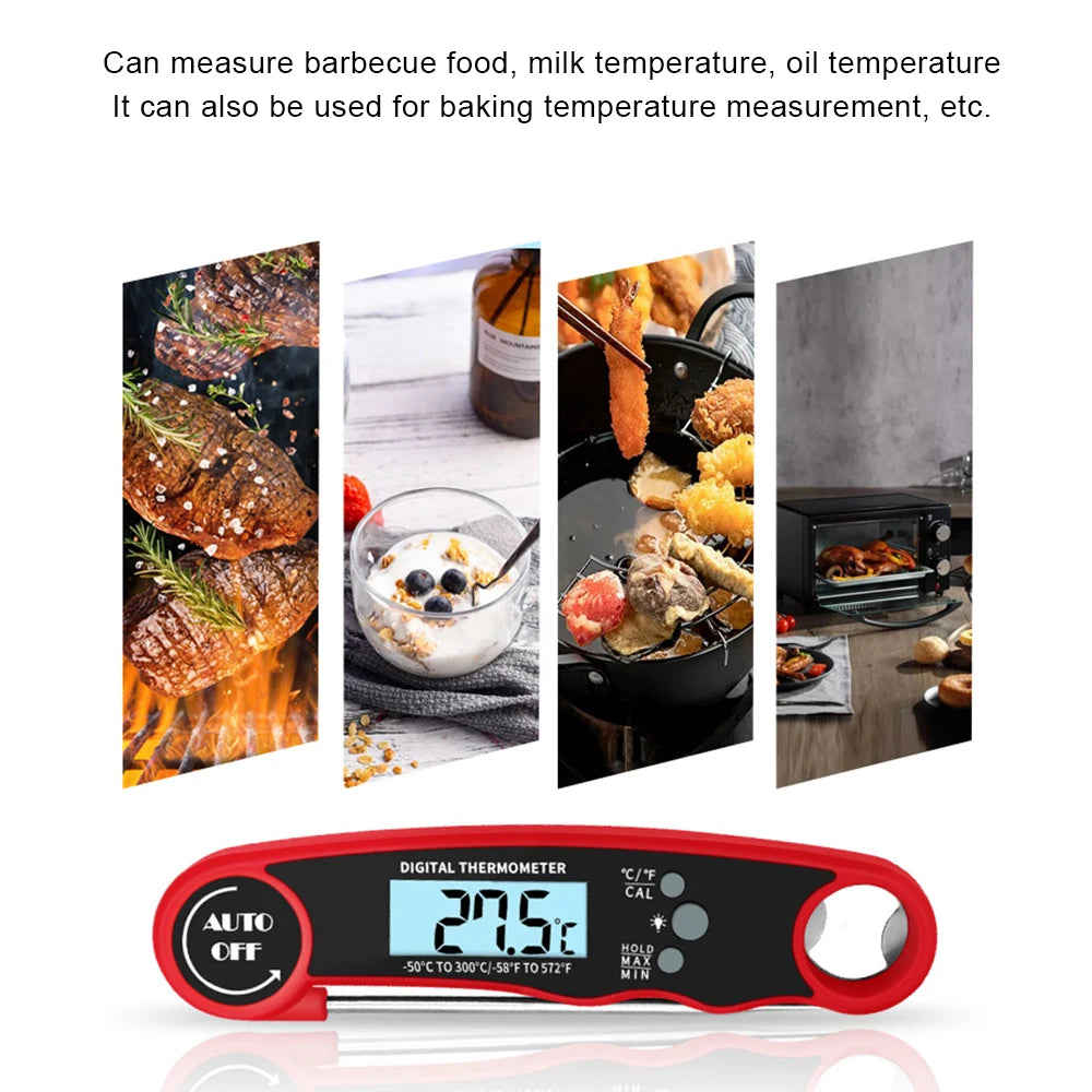 Portable Collapsible Digital Food Thermometer for Meat, Water, Milk, Cooking, BBQ, and Oven