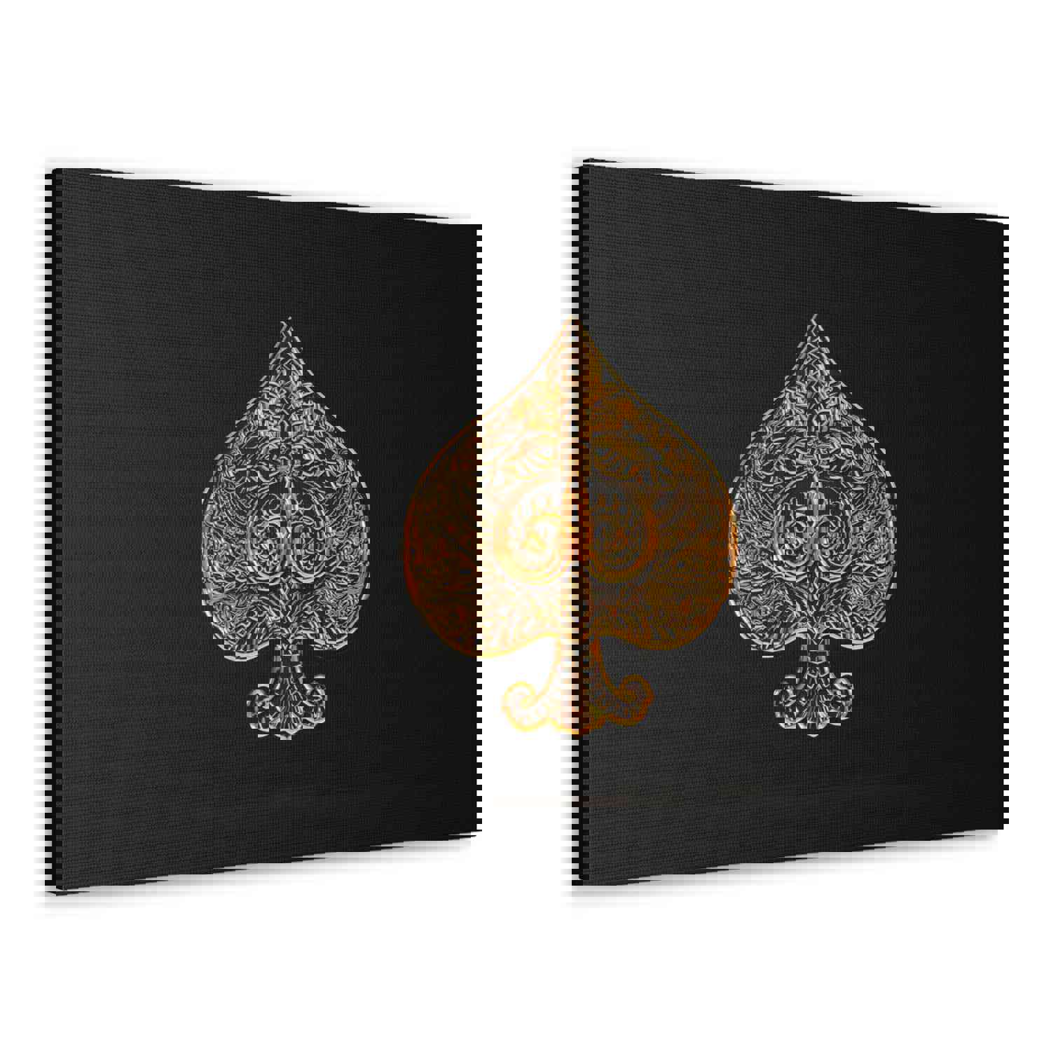 3D Gold Spades Playing Card Canvas Wall Art - Ready-to-Hang Home Decor