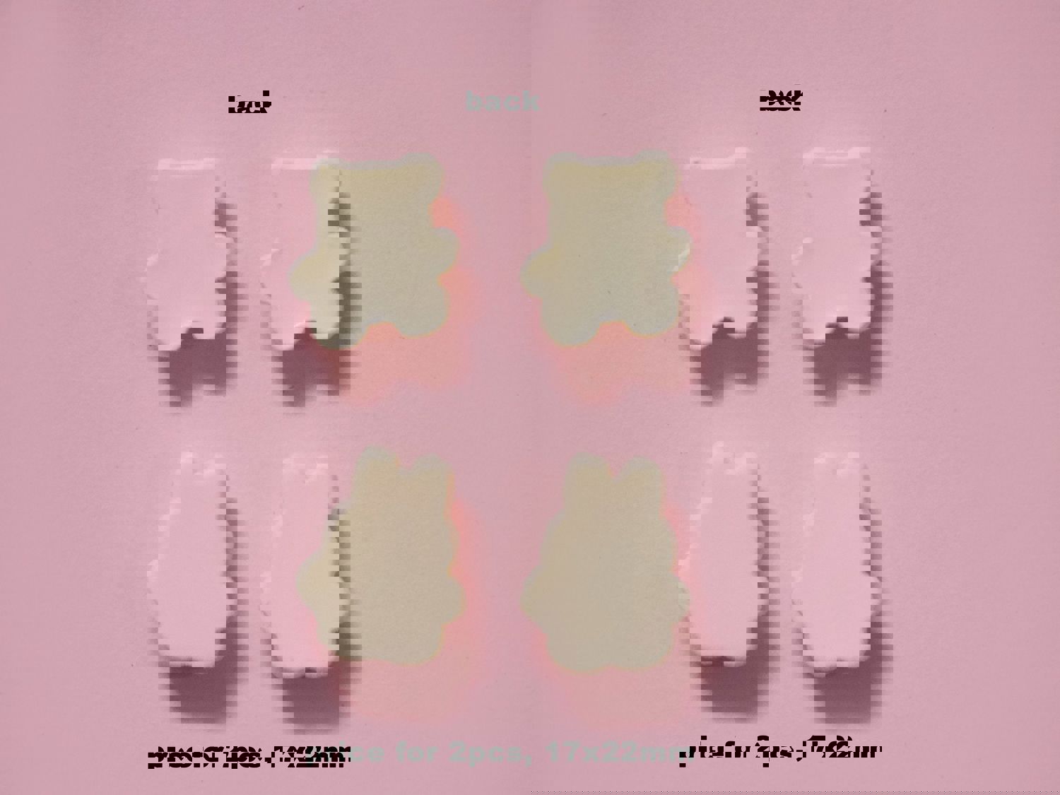 2pcs Cream White Cute Cartoon Velvet Bear & Rabbit Nail Decals